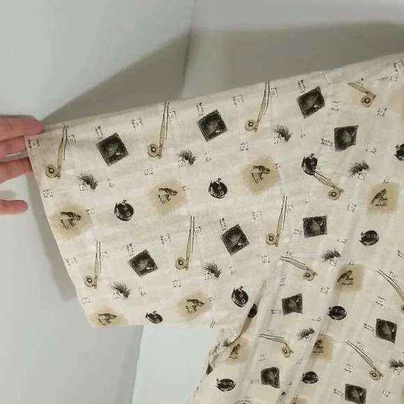 {Roundtree & Yorke} Mens Fishing Novelty Print Button-Down Casual Shir - Picture 8 of 13
